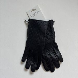 Calvin Klein Black Leather Tech Gloves NWT